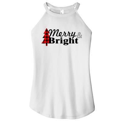 Buffalo Check Plaid Merry And Bright Christmas Holiday Premium Women's Perfect Tri Rocker Tank