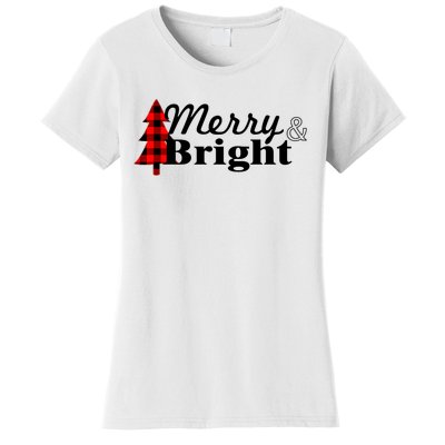 Buffalo Check Plaid Merry And Bright Christmas Holiday Premium Women's T-Shirt