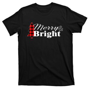 Buffalo Check Plaid Merry And Bright Christmas Holiday T-Shirt