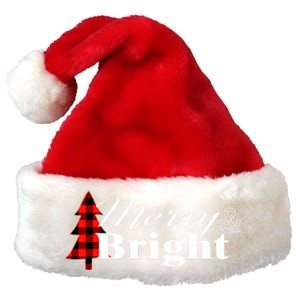 Buffalo Check Plaid Merry And Bright Christmas Holiday Premium Christmas Santa Hat