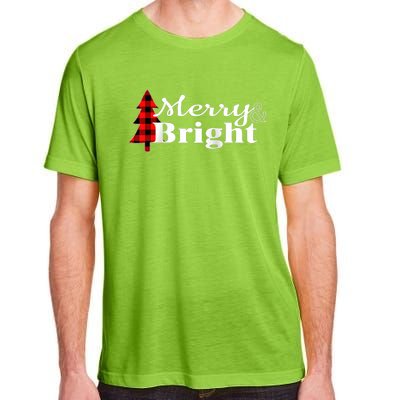 Buffalo Check Plaid Merry And Bright Christmas Holiday Raglan Baseball Adult ChromaSoft Performance T-Shirt