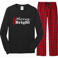 Buffalo Check Plaid Merry And Bright Christmas Holiday Raglan Baseball Long Sleeve Pajama Set