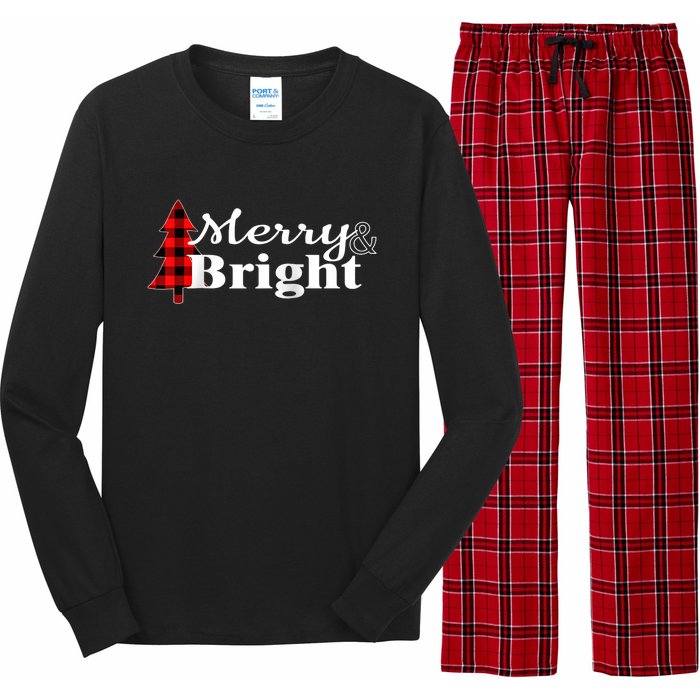 Buffalo Check Plaid Merry And Bright Christmas Holiday Raglan Baseball Long Sleeve Pajama Set