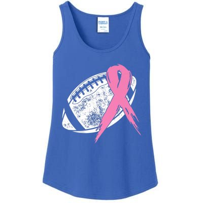 Breast Cancer Pink Ribbon Football Awareness Costume Meaningful Gift Ladies Essential Tank