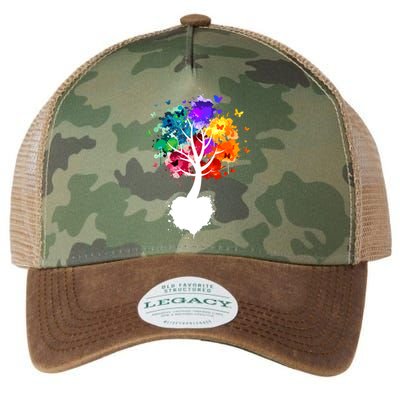 Bright Colorful Painted Butterfly Tree Legacy Tie Dye Trucker Hat