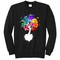 Bright Colorful Painted Butterfly Tree Sweatshirt