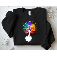 Bright Colorful Painted Butterfly Tree Sweatshirt