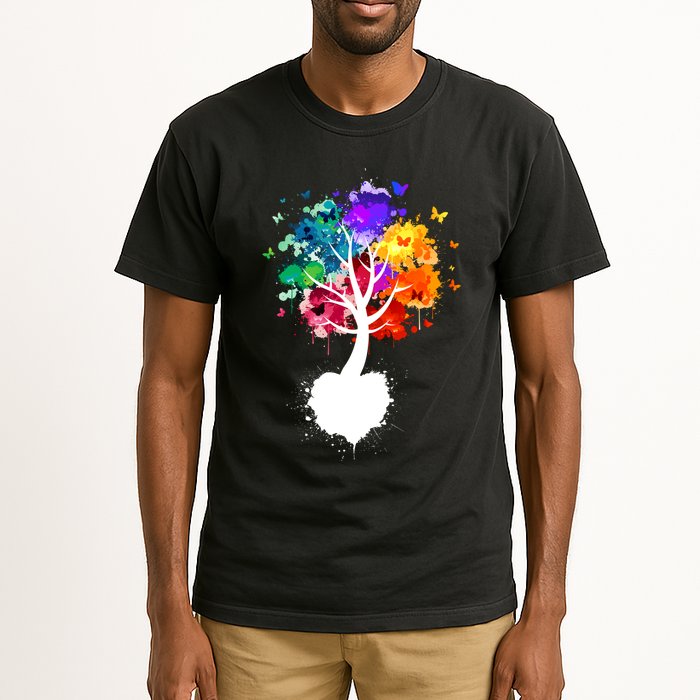 Bright Colorful Painted Butterfly Tree Tall T-Shirt