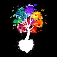 Bright Colorful Painted Butterfly Tree Tall T-Shirt