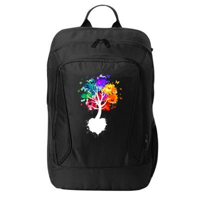 Bright Colorful Painted Butterfly Tree City Backpack