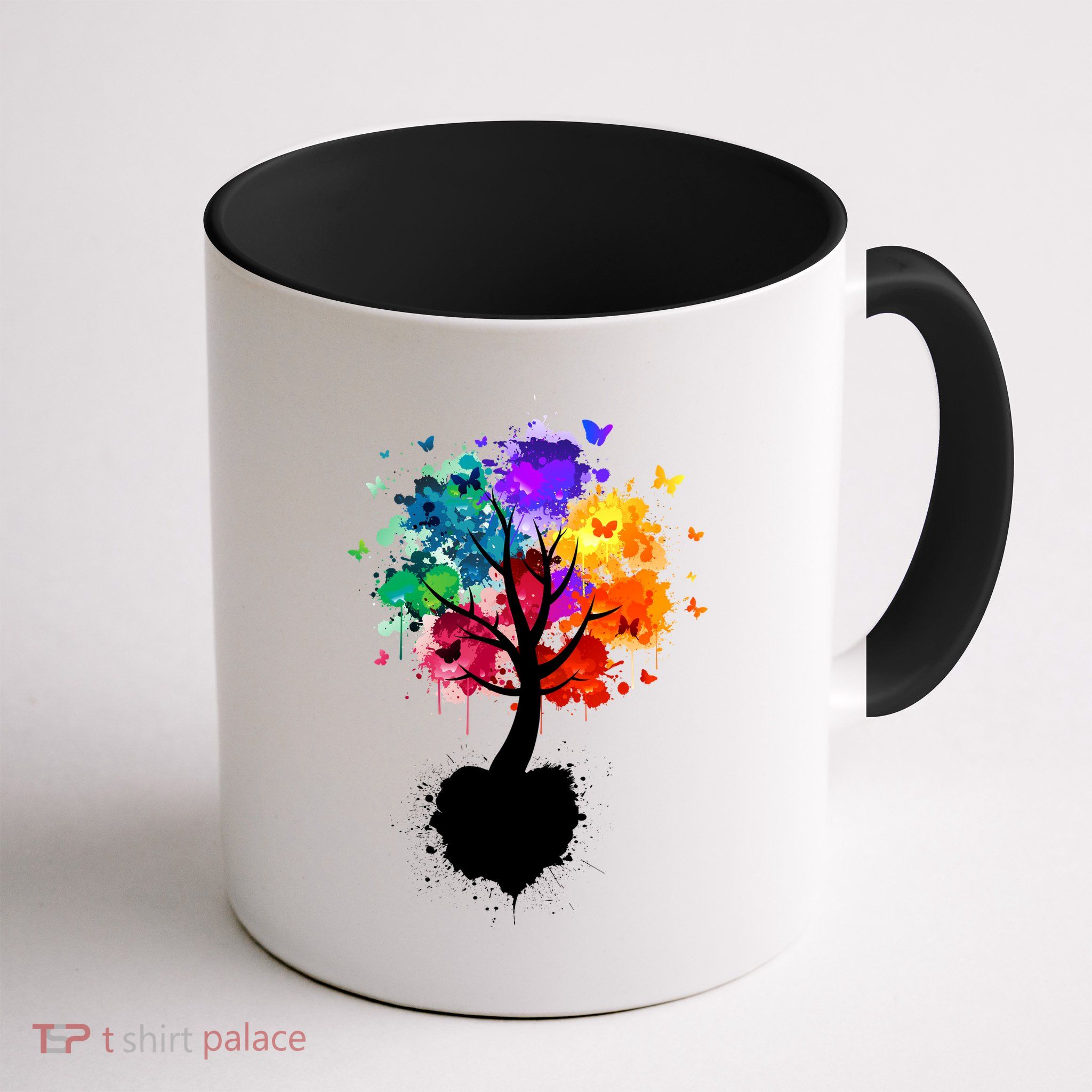 Bright Colorful Painted Butterfly Tree Mug
