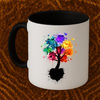 Bright Colorful Painted Butterfly Tree Mug
