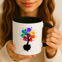 Bright Colorful Painted Butterfly Tree Mug