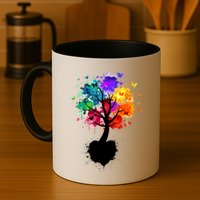 Bright Colorful Painted Butterfly Tree Mug