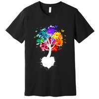 Bright Colorful Painted Butterfly Tree Premium T-Shirt