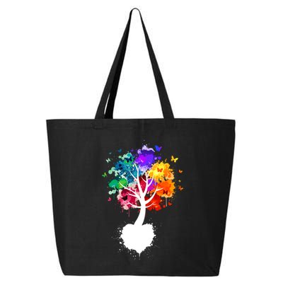 Bright Colorful Painted Butterfly Tree 25L Jumbo Tote