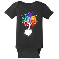 Bright Colorful Painted Butterfly Tree Baby Bodysuit