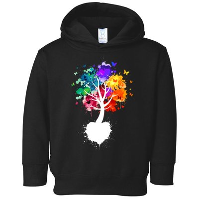 Bright Colorful Painted Butterfly Tree Toddler Hoodie