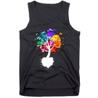Bright Colorful Painted Butterfly Tree Tank Top