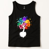 Bright Colorful Painted Butterfly Tree Tank Top