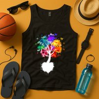 Bright Colorful Painted Butterfly Tree Tank Top