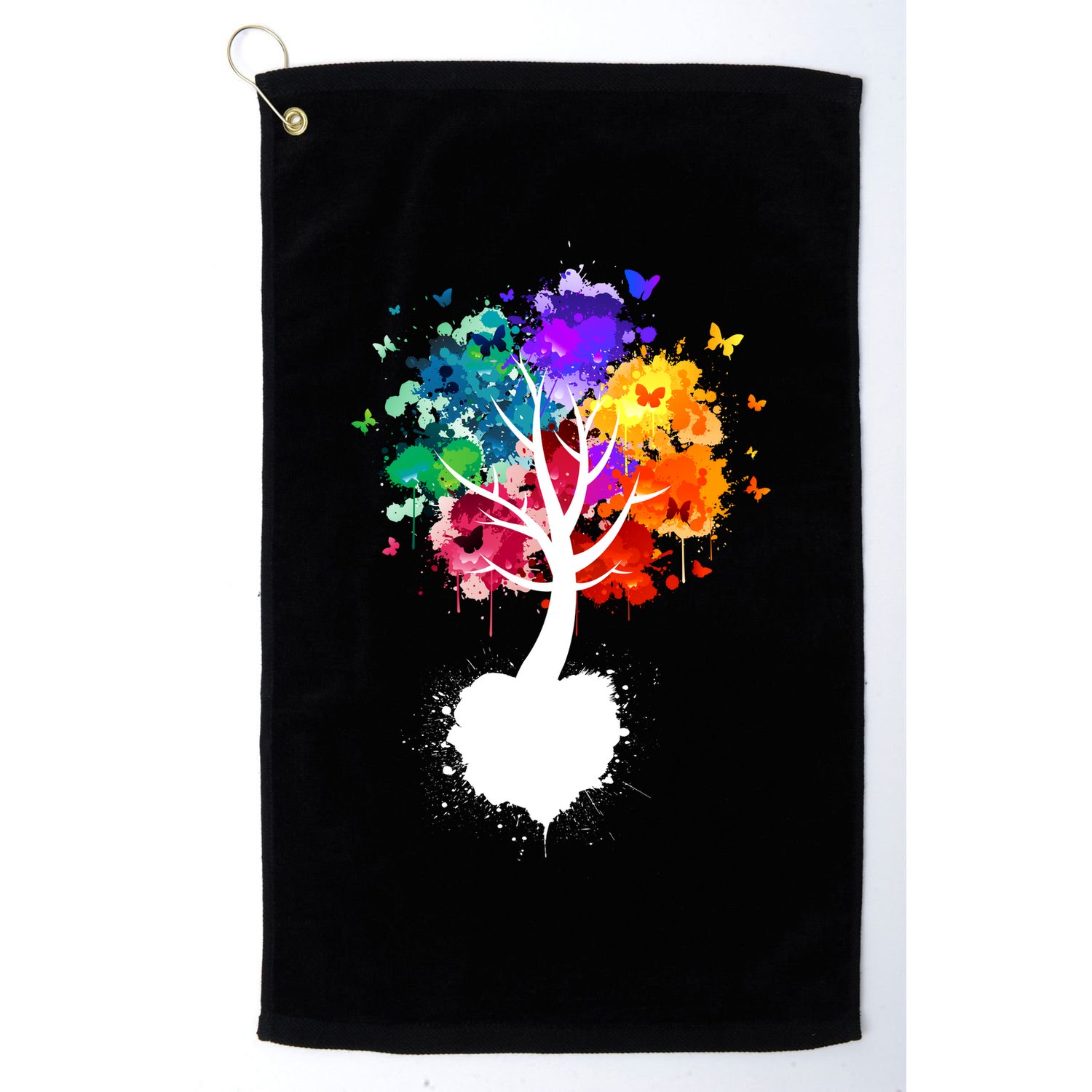 Bright Colorful Painted Butterfly Tree Golf Towel