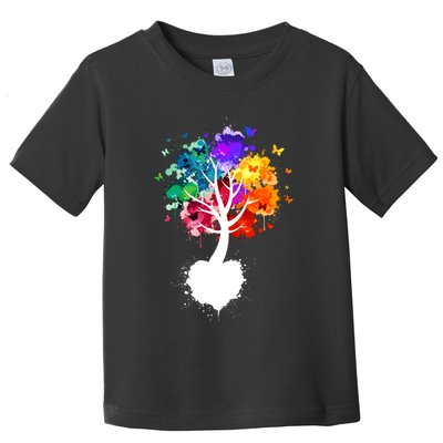 Bright Colorful Painted Butterfly Tree Toddler T-Shirt