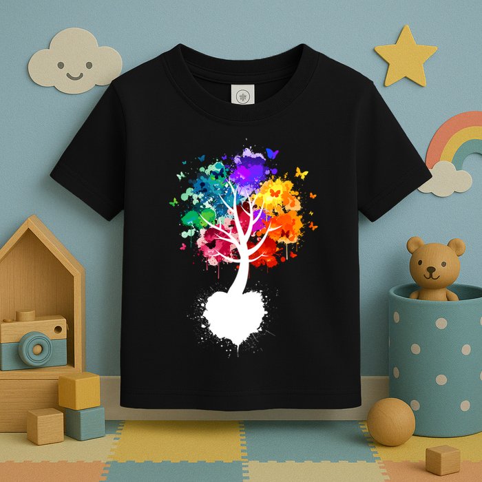 Bright Colorful Painted Butterfly Tree Toddler T-Shirt