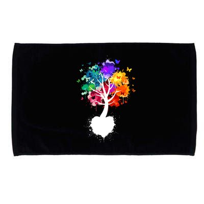 Bright Colorful Painted Butterfly Tree Microfiber Hand Towel