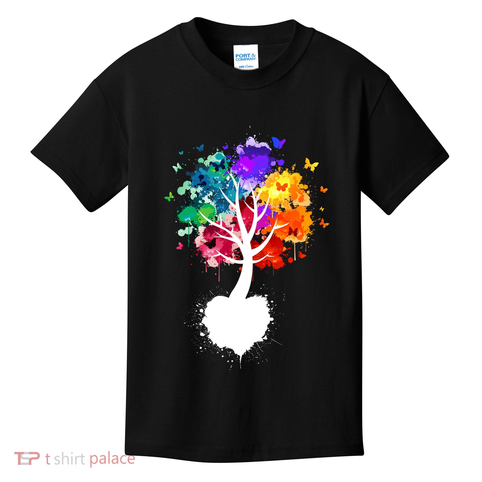 Bright Colorful Painted Butterfly Tree Kids T-Shirt