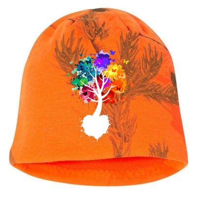 Bright Colorful Painted Butterfly Tree Kati - Camo Knit Beanie