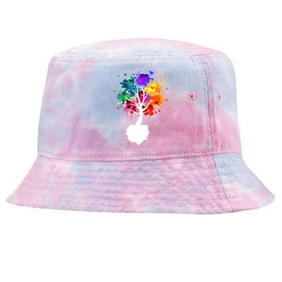 Bright Colorful Painted Butterfly Tree Tie-Dyed Bucket Hat