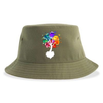 Bright Colorful Painted Butterfly Tree Sustainable Bucket Hat