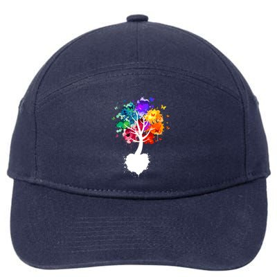 Bright Colorful Painted Butterfly Tree 7-Panel Snapback Hat