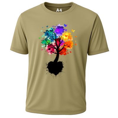 Bright Colorful Painted Butterfly Tree Performance Shirt