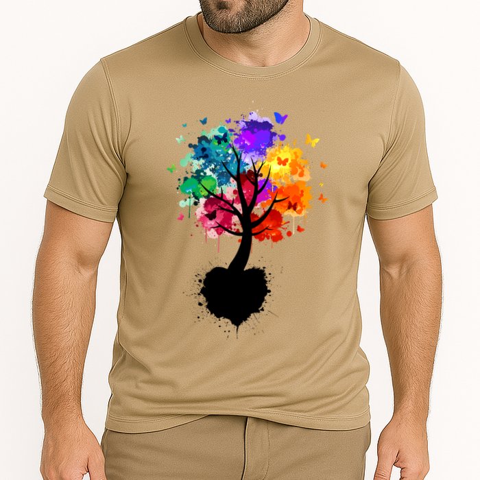 Bright Colorful Painted Butterfly Tree Performance Shirt