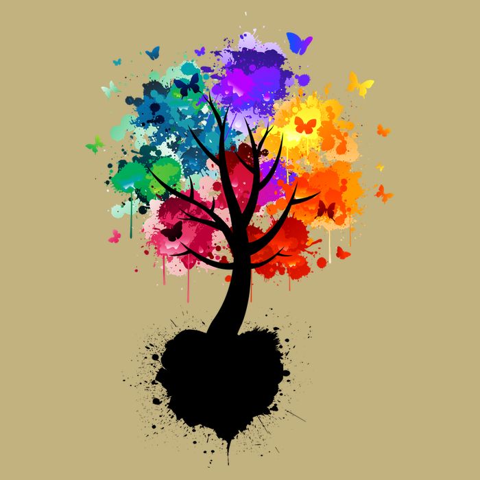 Bright Colorful Painted Butterfly Tree Performance Shirt