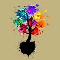 Bright Colorful Painted Butterfly Tree Button