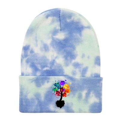 Bright Colorful Painted Butterfly Tree Tie Dye 12in Knit Beanie