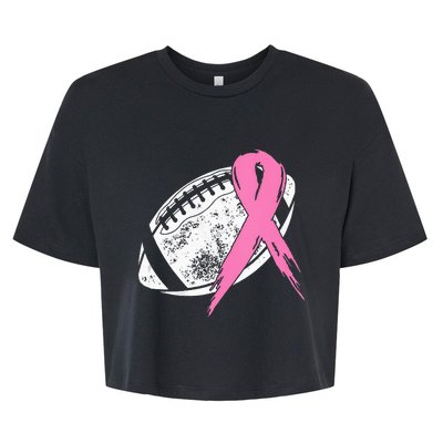 Breast Cancer Pink Ribbon Football Awareness Costume Bella+Canvas Jersey Crop Tee