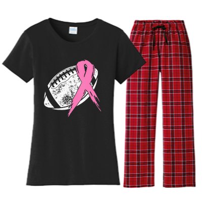 Breast Cancer Pink Ribbon Football Awareness Costume Women's Flannel Pajama Set