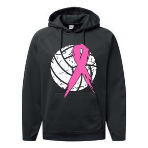 breast cancer pink ribbon volleyball awareness costume Performance Fleece Hoodie