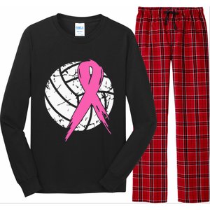 breast cancer pink ribbon volleyball awareness costume Long Sleeve Pajama Set