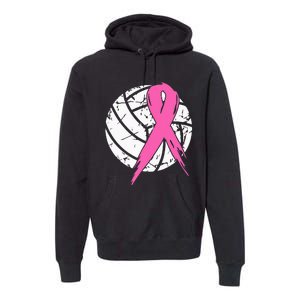 breast cancer pink ribbon volleyball awareness costume Premium Hoodie