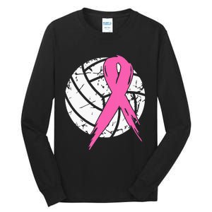 breast cancer pink ribbon volleyball awareness costume Tall Long Sleeve T-Shirt