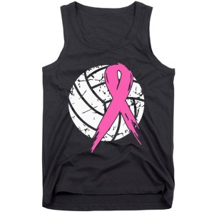 breast cancer pink ribbon volleyball awareness costume Tank Top