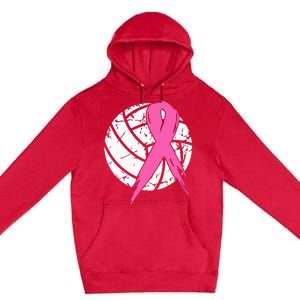 breast cancer pink ribbon volleyball awareness costume Premium Pullover Hoodie