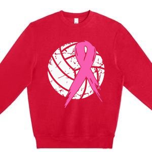 breast cancer pink ribbon volleyball awareness costume Premium Crewneck Sweatshirt