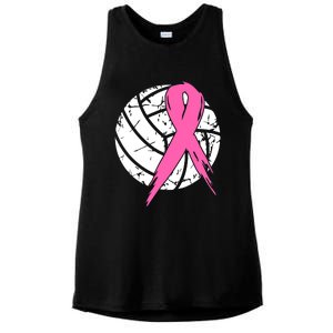 Breast Cancer Pink Ribbon Volleyball Awareness Costume Ladies PosiCharge Tri-Blend Wicking Tank