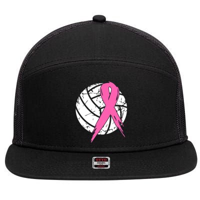 Breast Cancer Pink Ribbon Volleyball Awareness Costume 7 Panel Mesh Trucker Snapback Hat